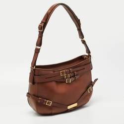 Pre Owned Burberry Brown Leather Small Bridle Dutton Hobo