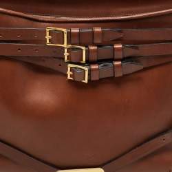 Pre Owned Burberry Brown Leather Small Bridle Dutton Hobo