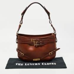 Pre Owned Burberry Brown Leather Small Bridle Dutton Hobo