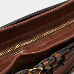 Pre Owned Burberry Brown Leather Small Bridle Dutton Hobo