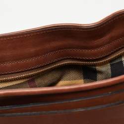 Pre Owned Burberry Brown Leather Small Bridle Dutton Hobo