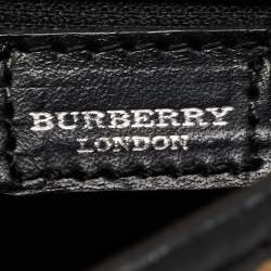 Pre Owned Burberry Black/Beige House Check PVC and Leather Buckle Flap Backpack