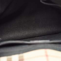 Pre Owned Burberry Black/Beige House Check PVC and Leather Buckle Flap Backpack