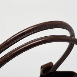 Pre Owned Burberry Beige/Brown Haymarket Check Canvas and Leather Shoulder Bag