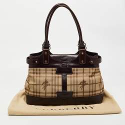 Pre Owned Burberry Beige/Brown Haymarket Check Canvas and Leather Shoulder Bag