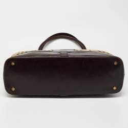 Pre Owned Burberry Beige/Brown Haymarket Check Canvas and Leather Shoulder Bag