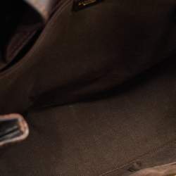 Pre Owned Burberry Beige/Brown Haymarket Check Canvas and Leather Shoulder Bag