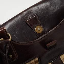 Pre Owned Burberry Beige/Brown Haymarket Check Canvas and Leather Shoulder Bag