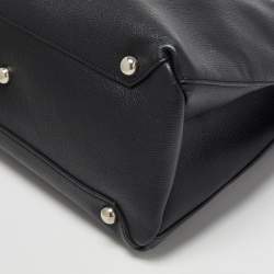 Pre Owned Burberry Black Leather Medium Banner Tote