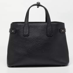 Pre Owned Burberry Black Leather Medium Banner Tote