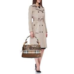 Burberry Beige/Tan House Check Canvas and Leather Hobo