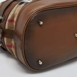 Burberry Beige/Tan House Check Canvas and Leather Hobo
