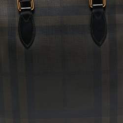 مملوكة مسبقًا Burberry Brown/Black London Check Coated Canvas and Leather Shopper Tote