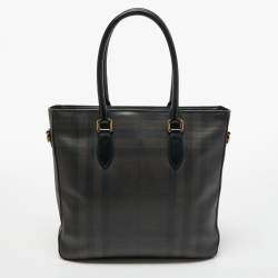 مملوكة مسبقًا Burberry Brown/Black London Check Coated Canvas and Leather Shopper Tote
