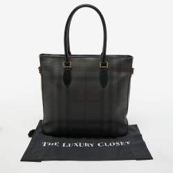 مملوكة مسبقًا Burberry Brown/Black London Check Coated Canvas and Leather Shopper Tote