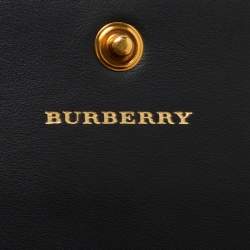 Pre Owned Burberry Beige Icon Stripe Coated Fabric Flap Continental Wallet