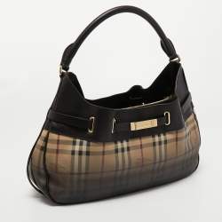 Pre Owned Burberry Beige Ombre Haymarket Check Coated Canvas and Leather Willenmore Hobo