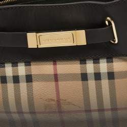 Pre Owned Burberry Beige Ombre Haymarket Check Coated Canvas and Leather Willenmore Hobo