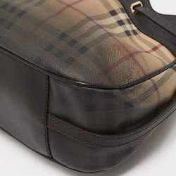 Pre Owned Burberry Beige Ombre Haymarket Check Coated Canvas and Leather Willenmore Hobo