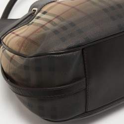 Pre Owned Burberry Beige Ombre Haymarket Check Coated Canvas and Leather Willenmore Hobo