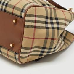 Burberry Beige/Brown Haymarket Check Canvas and Leather Small Canterbury Tote