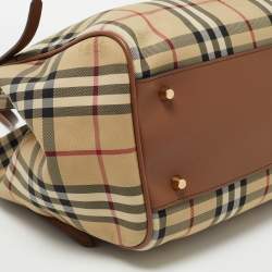 Burberry Beige/Brown Haymarket Check Canvas and Leather Small Canterbury Tote