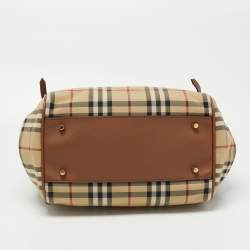 Burberry Beige/Brown Haymarket Check Canvas and Leather Small Canterbury Tote