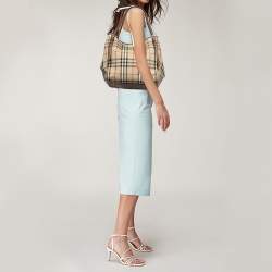 Burberry Beige/Brown Haymarket Check Canvas and Leather Small Canterbury Tote