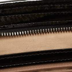 Pre Owned Burberry Black/Beige Nova Check Coated Canvas and Patent Leather Top Zip Tote