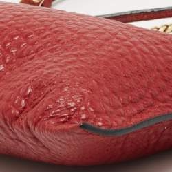 Pre Owned Burberry Red Grained Leather Chichester Crossbody Bag