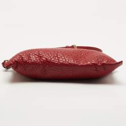 Pre Owned Burberry Red Grained Leather Chichester Crossbody Bag