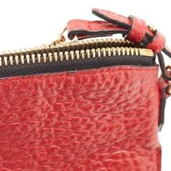 Pre Owned Burberry Red Grained Leather Chichester Crossbody Bag