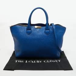 Pre Owned Burberry Blue Pebbled Leather Dewsbury Tote