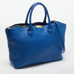 Pre Owned Burberry Blue Pebbled Leather Dewsbury Tote