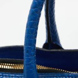 Pre Owned Burberry Blue Pebbled Leather Dewsbury Tote