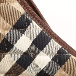 Pre Owned Burberry Beige/Brown House Check Canvas and Leather Hoxton Hobo
