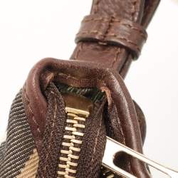 Pre Owned Burberry Beige/Brown House Check Canvas and Leather Hoxton Hobo