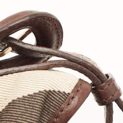 Pre Owned Burberry Beige/Brown House Check Canvas and Leather Hoxton Hobo