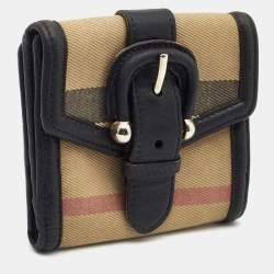 Pre Owned محفظة بربري كانفاس كاروهات نوفا بيج/بني وجلد بإبزيم م ضغوطة