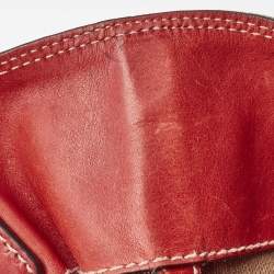 Burberry Red/Beige House Check Canvas and Leather Ashby Bucket Bag