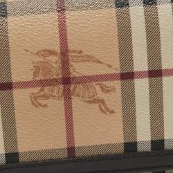 Pre Owned Burberry Beige/Brown Haymarket Check Coated Canvas and Leather Continental Wallet