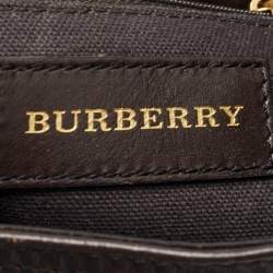 Pre Owned Burberry Beige/Brown Haymarket Check Coated Canvas and Leather Medium Willenmore Hobo