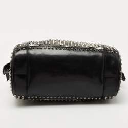 مملوكة مسبقًا Burberry Black Nova Check Nylon and Leather Studded Satchel