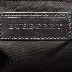 مملوكة مسبقًا Burberry Black Nova Check Nylon and Leather Studded Satchel