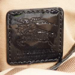 Pre Owned Burberry Black/Beige Nova Check PVC and Patent Leather Brooke Hobo