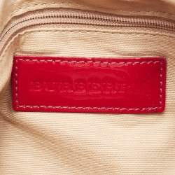 Pre Owned Burberry Beige/Maroon Nova Check Coated Canvas and Patent Leather Dryden Crossbody Bag