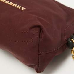 Pre Owned Burberry Burgundy Nylon Mini Zip Pouch