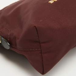 Pre Owned Burberry Burgundy Nylon Mini Zip Pouch