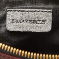 Pre Owned Burberry Burgundy Nylon Mini Zip Pouch