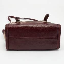 مملوكة مسبقًا Burberry Dark Red/Beige Nova Check Floral Embossed PVC and Leather Satchel